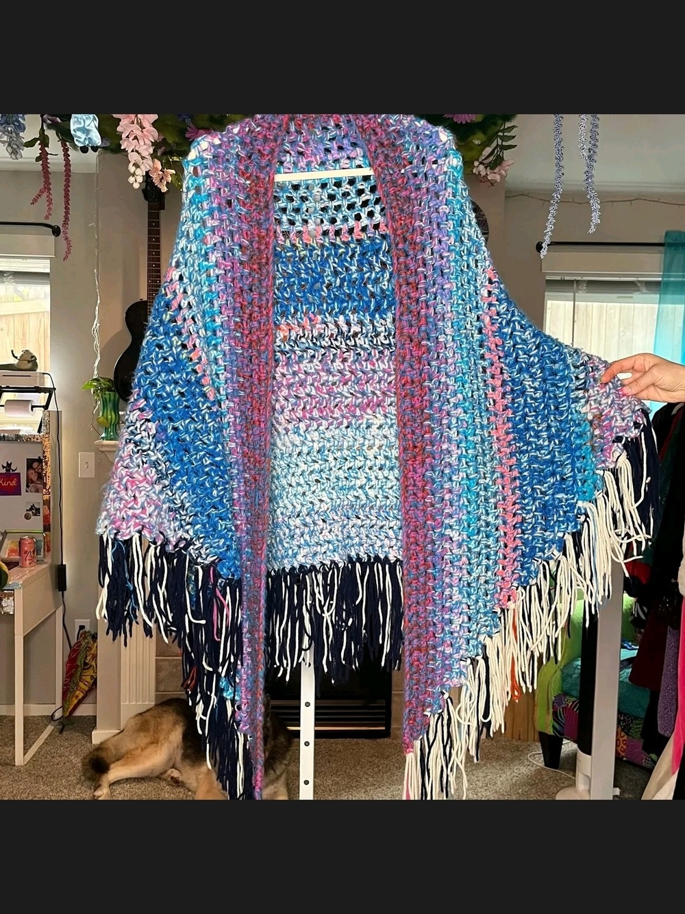 Handmade Multicolor Crochet Fringe Shawl - Brand